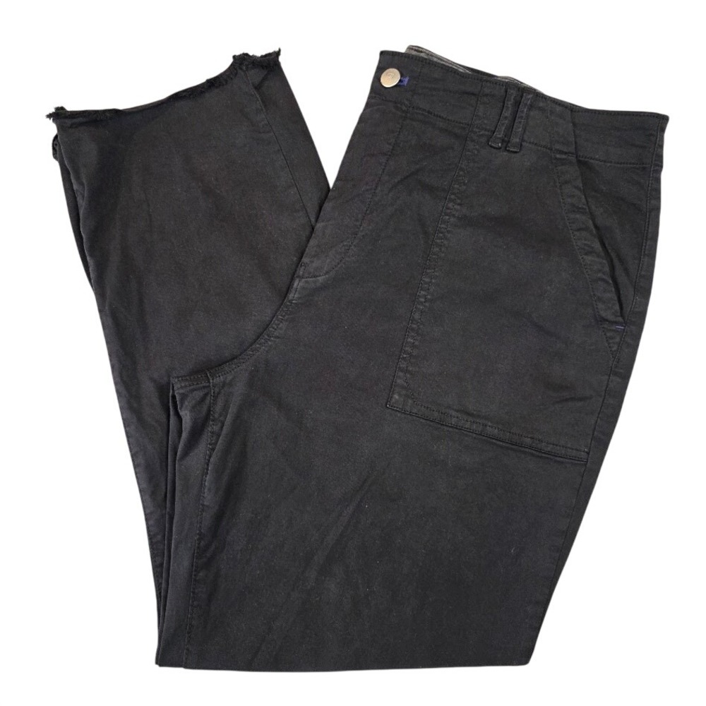 Pilcro Anthropologie Women's 33 Utility Pants Black Raw Hem Tencel Blend Stretch
